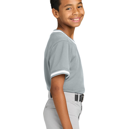 Sport-Tek® Youth Tough Mesh V-Neck Baseball Jersey – YST221