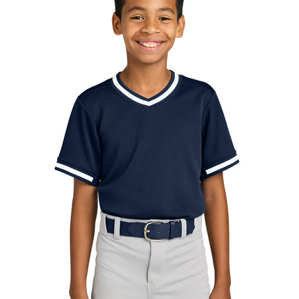 Sport-Tek® Youth Tough Mesh V-Neck Baseball Jersey – YST221