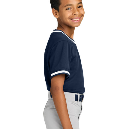 Sport-Tek® Youth Tough Mesh V-Neck Baseball Jersey – YST221