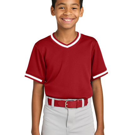 Sport-Tek® Youth Tough Mesh V-Neck Baseball Jersey – YST221