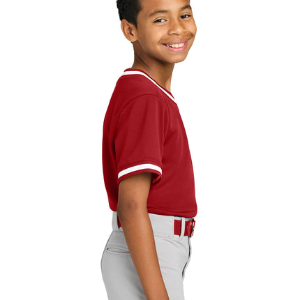 Sport-Tek® Youth Tough Mesh V-Neck Baseball Jersey – YST221