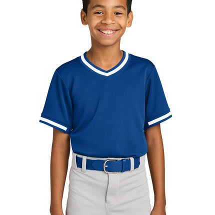 Sport-Tek® Youth Tough Mesh V-Neck Baseball Jersey – YST221