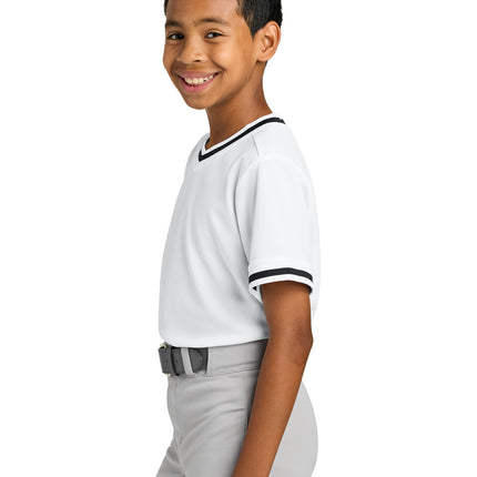 Sport-Tek® Youth Tough Mesh V-Neck Baseball Jersey – YST221