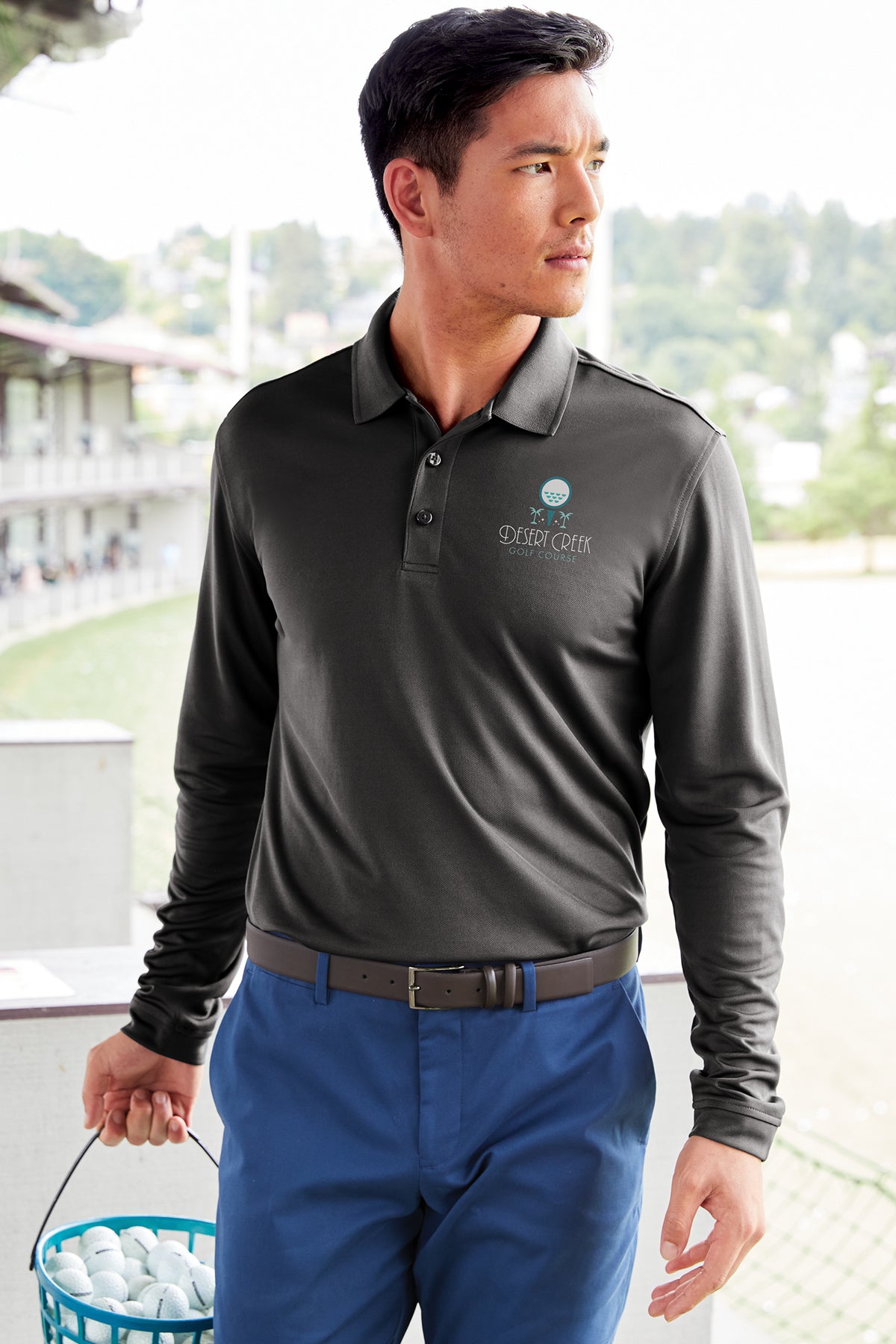 Port Authority® Dry Zone® UV Micro‑Mesh Long Sleeve Polo – K110LS