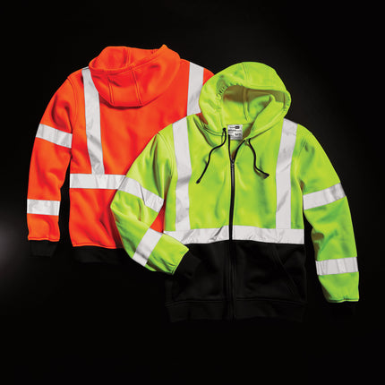 CornerStone® ANSI 107 Class 3 Heavy‑Duty Fleece Full‑Zip Hoodie – CSF300