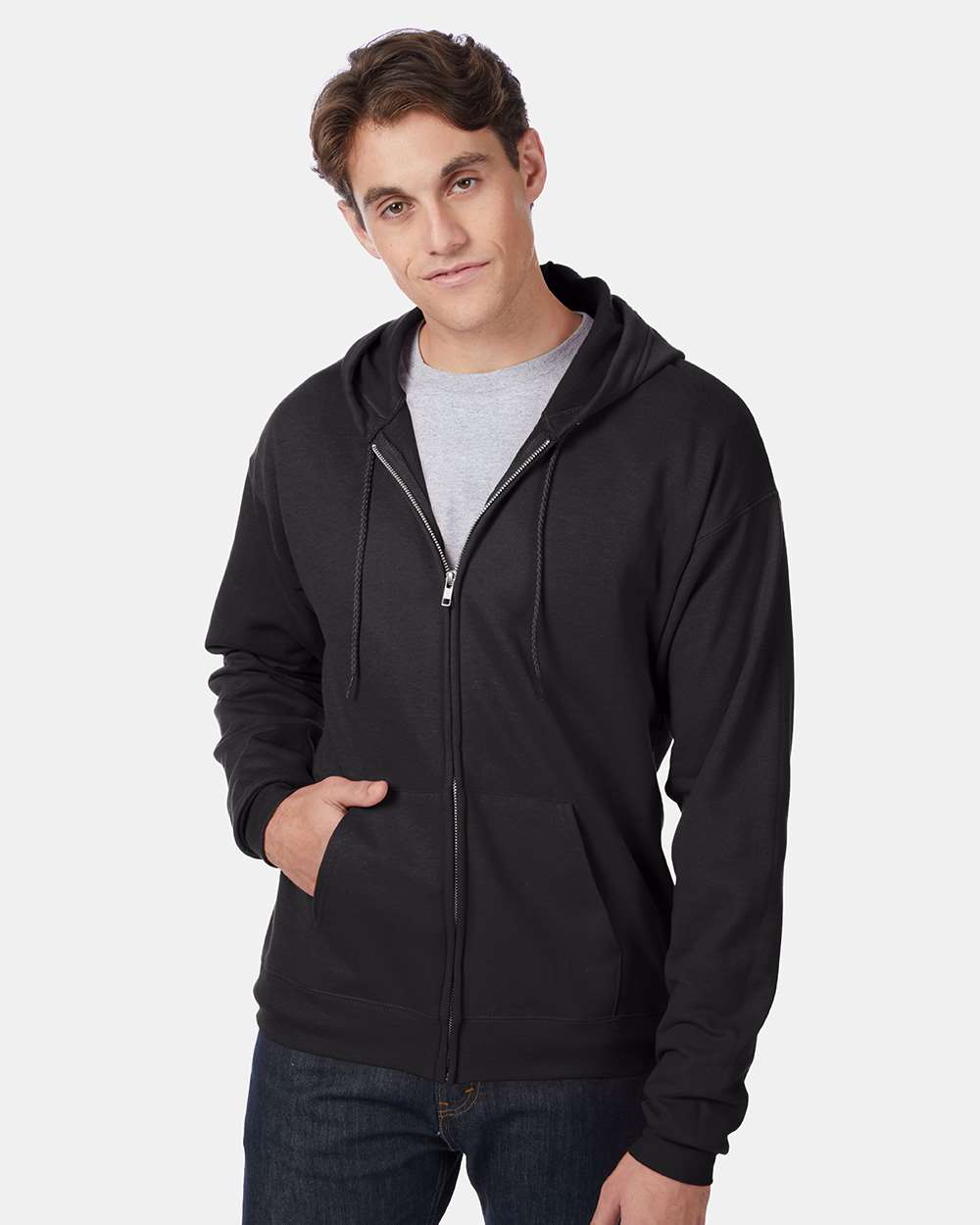 Hanes Unisex EcoSmart® Full‑Zip Hooded Sweatshirt – P180