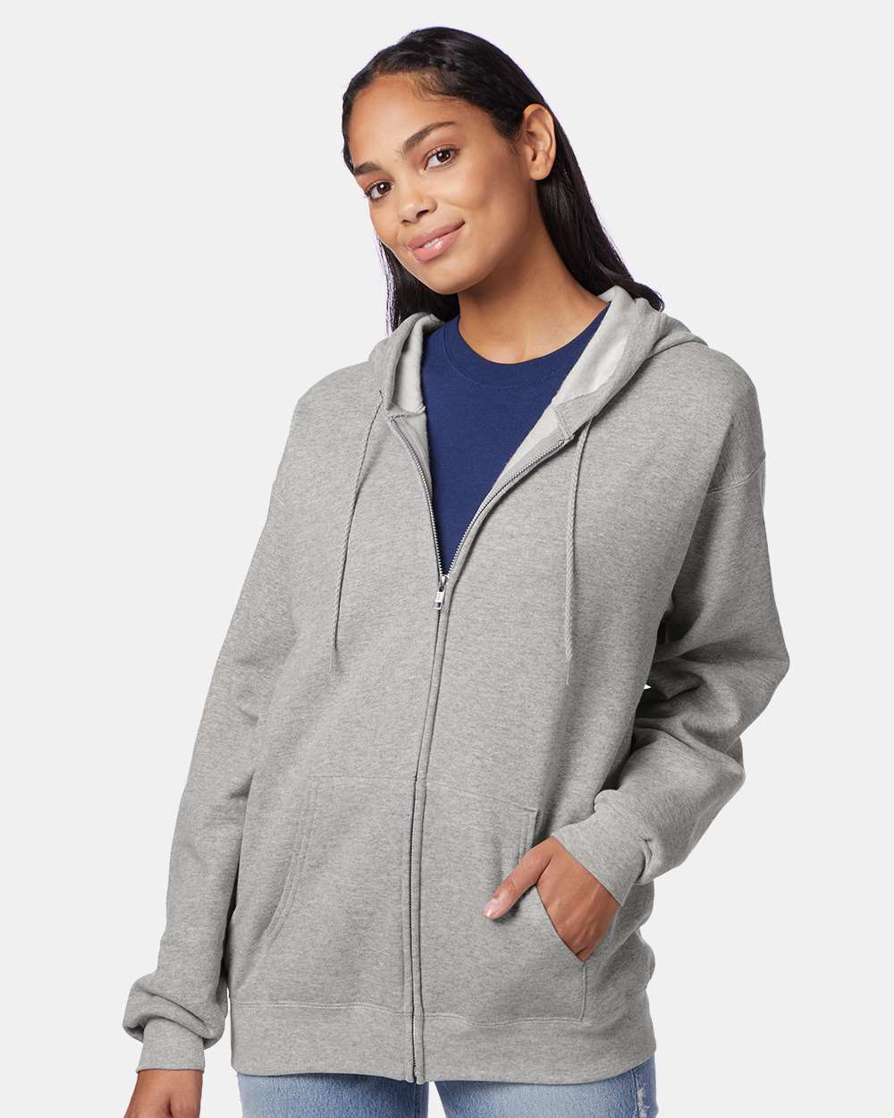 Hanes Unisex EcoSmart® Full‑Zip Hooded Sweatshirt – P180