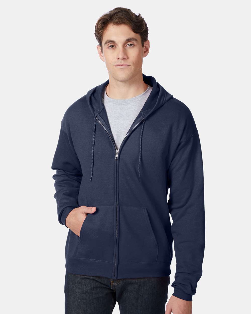 Hanes Unisex EcoSmart® Full‑Zip Hooded Sweatshirt – P180
