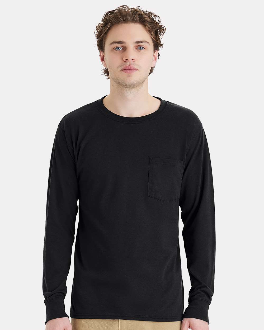 Hanes Unisex Workwear Long Sleeve Pocket T‑Shirt – W120