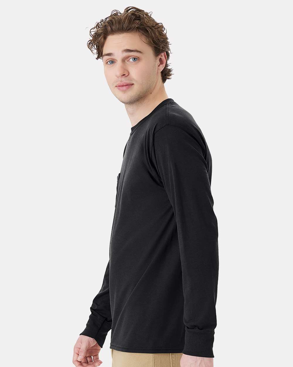 Hanes Unisex Workwear Long Sleeve Pocket T‑Shirt – W120
