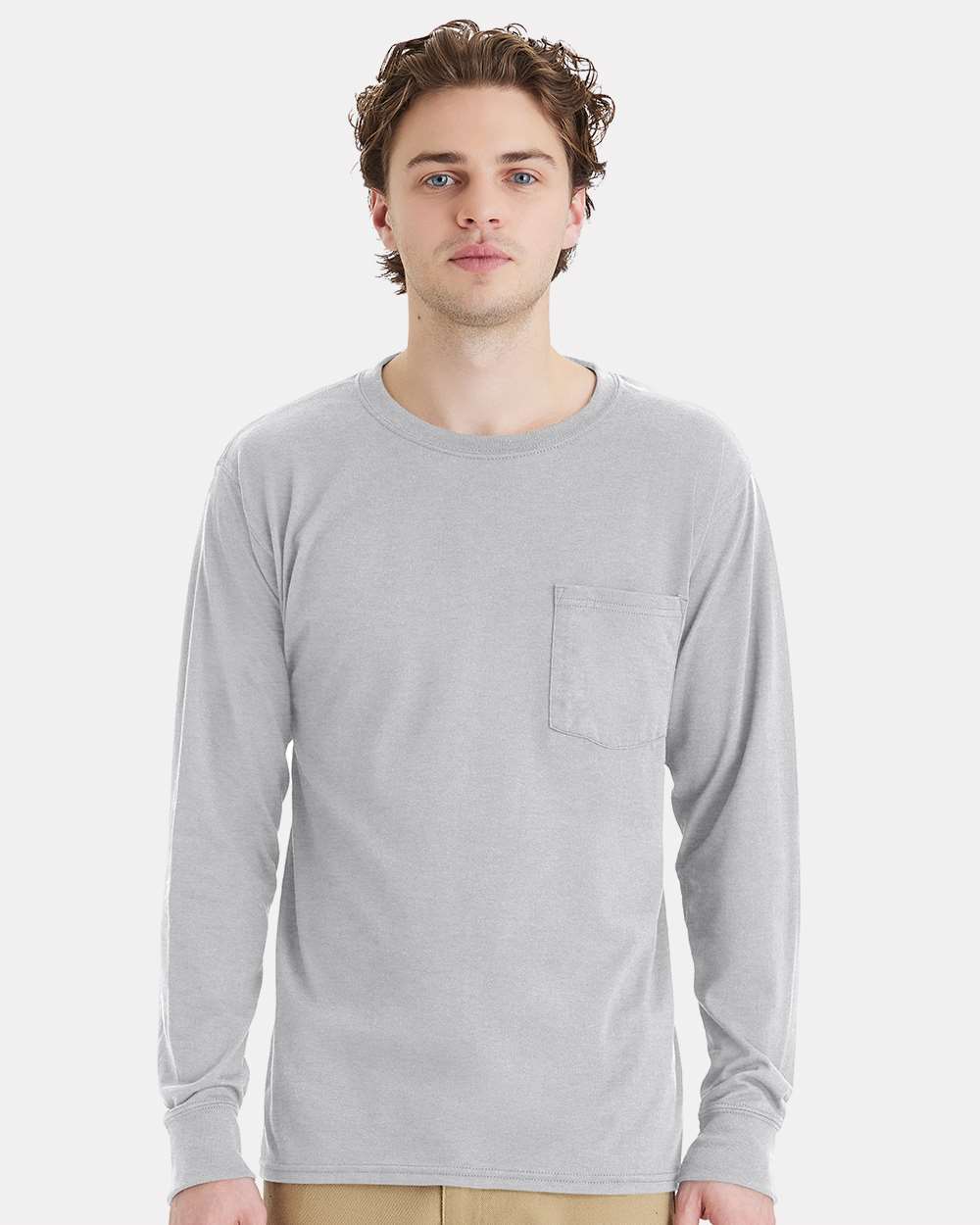 Hanes Unisex Workwear Long Sleeve Pocket T‑Shirt – W120