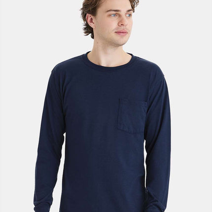 Hanes Unisex Workwear Long Sleeve Pocket T‑Shirt – W120