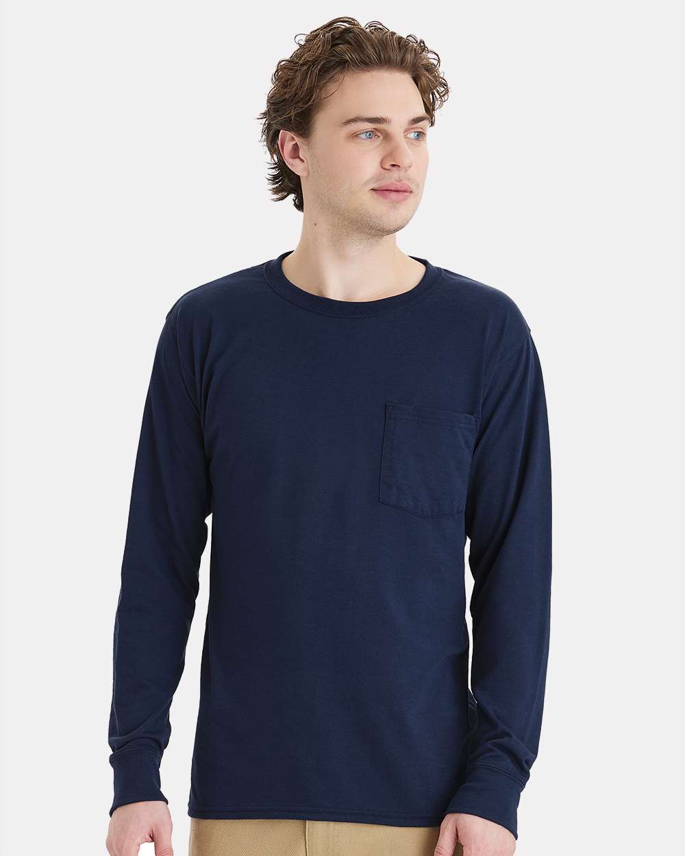 Hanes Unisex Workwear Long Sleeve Pocket T‑Shirt – W120