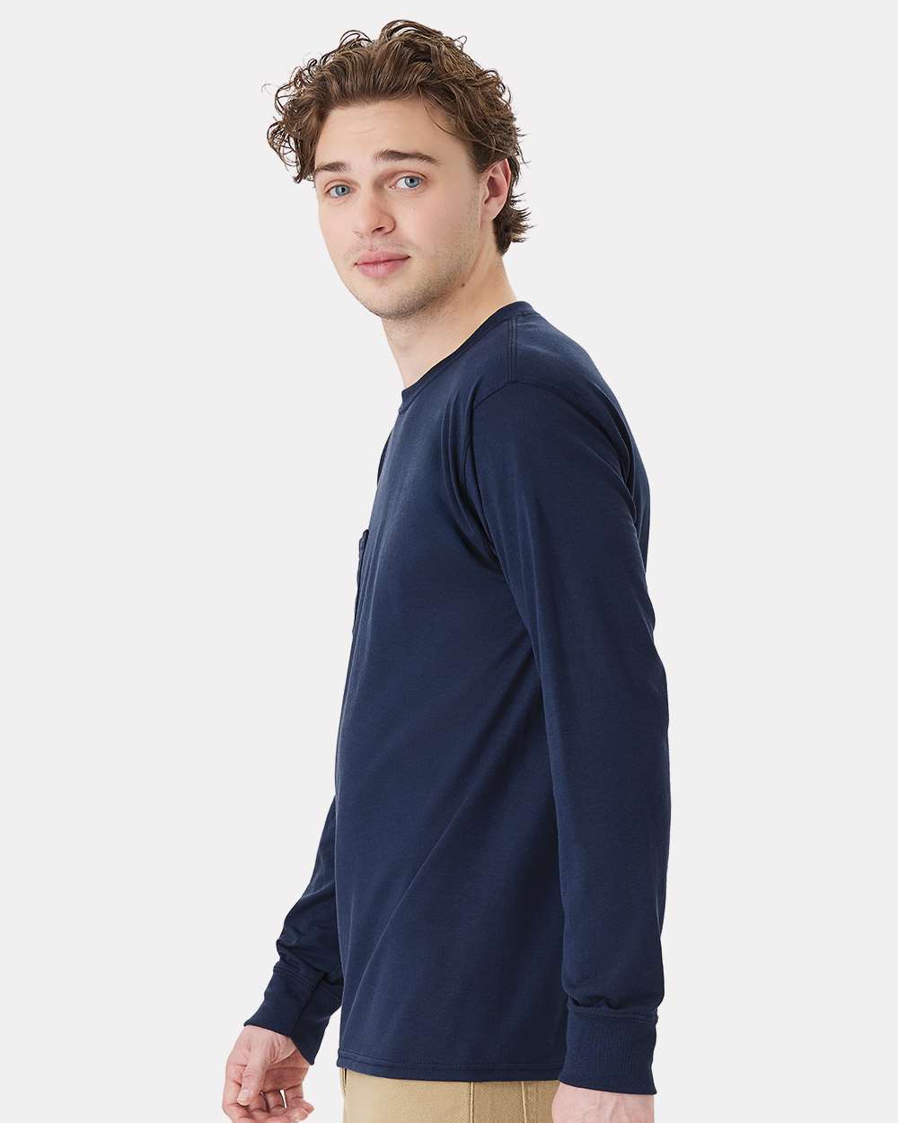 Hanes Unisex Workwear Long Sleeve Pocket T‑Shirt – W120
