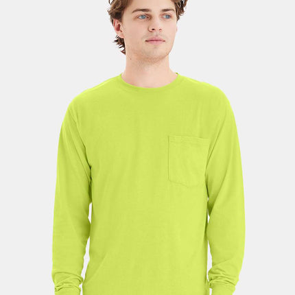 Hanes Unisex Workwear Long Sleeve Pocket T‑Shirt – W120