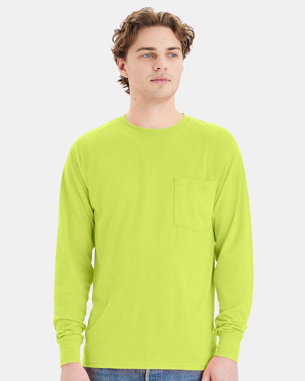 Hanes Unisex Workwear Long Sleeve Pocket T‑Shirt – W120