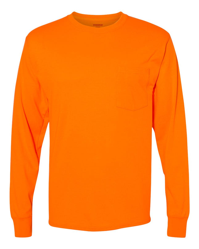 Hanes Unisex Workwear Long Sleeve Pocket T‑Shirt – W120