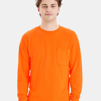 Hanes Unisex Workwear Long Sleeve Pocket T‑Shirt – W120