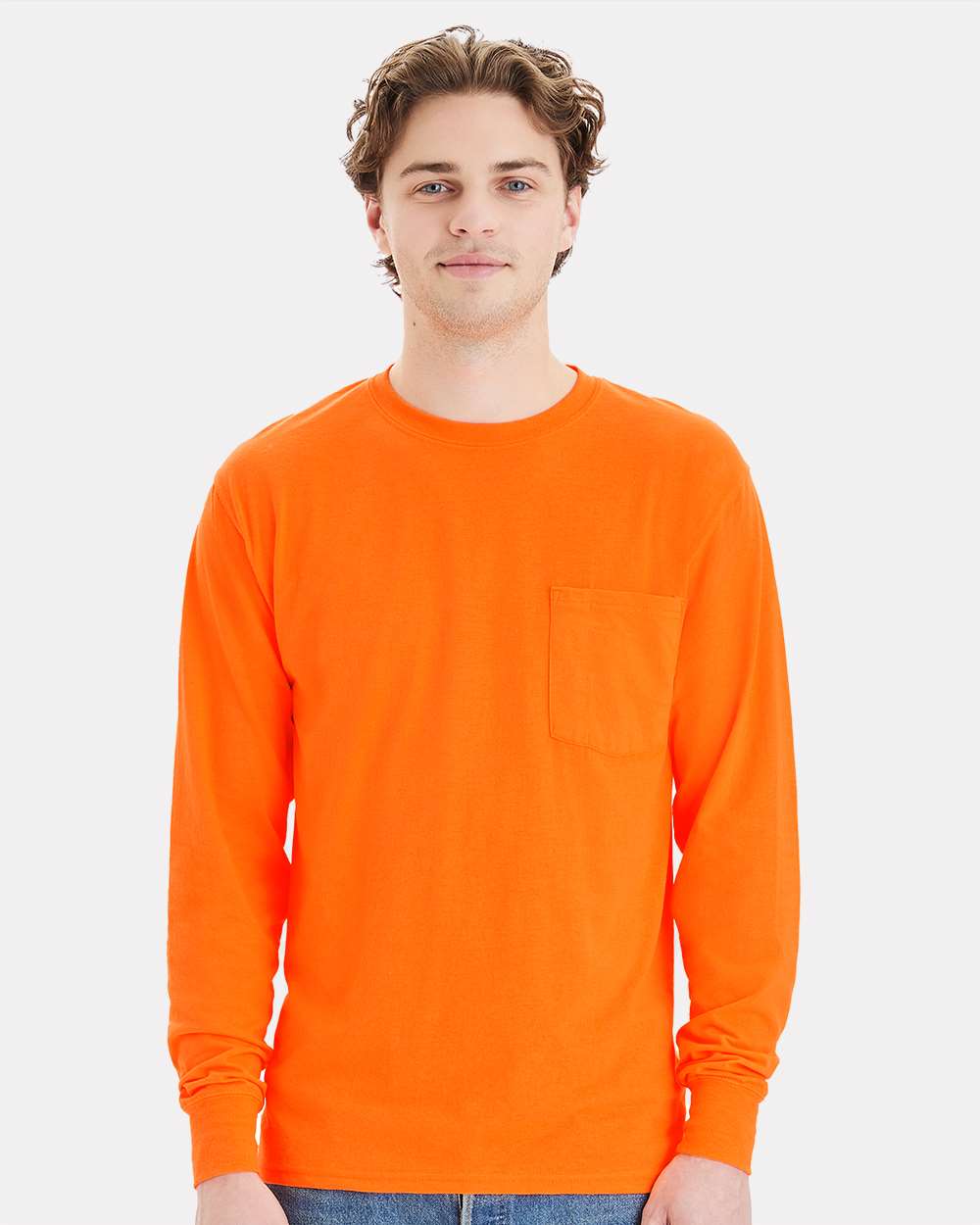 Hanes Unisex Workwear Long Sleeve Pocket T‑Shirt – W120
