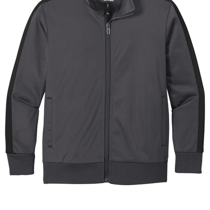 Sport‑Tek® Youth Tricot Sleeve Stripe Track Jacket – YST94